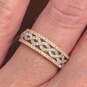 Twisted Round Colorless Moissanite Wedding Band Women, Intertwist Eternity Band, Criss Cross Anniversary Band, Infinity Wedding Silver Band