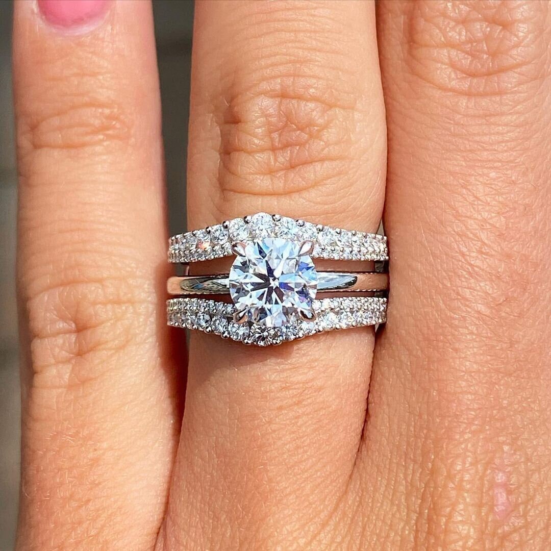 4.5-5.4CTTW Moissanite Wedding Band Ring, 4mm Width
