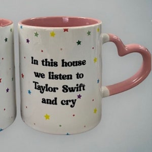 In This House We Listen to  Coffee Mug, 11 oz,   Gift for Friend,  Birthday Gift,  Cup (  Stars  Pattern) 01