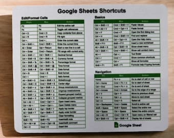 Google Sheets Shortcut Guide Mousepad  for both ( PC and Mac) ,Desk Accessories, Office  Accessories,  Coworker, ( FREE 1 Excel Sticker )