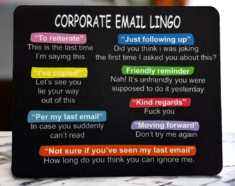 Corporate Email Lingo Mouse Pad, Funny Office Desk Accessory