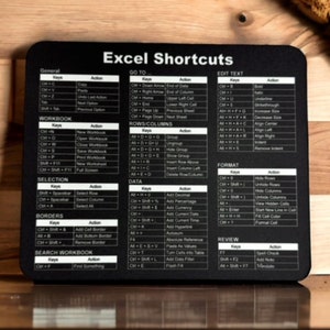 Tapis de souris Excel Shortcuts - Accessoire de bureau productif