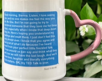 Shep Rose Text Ceramic Mug: Southern Charm, Heart Handle