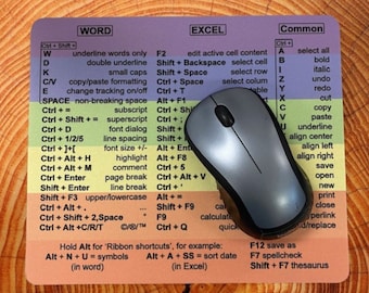 Word Excel Shortcut Mouse Pad, Rainbow Office Desk Accessory