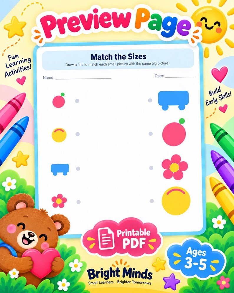 Pre-k Matching & Sorting Workbook Printable Learning Activities for ...