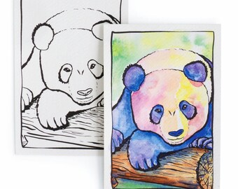 DIY Watercolor Postcard - Pondering Panda