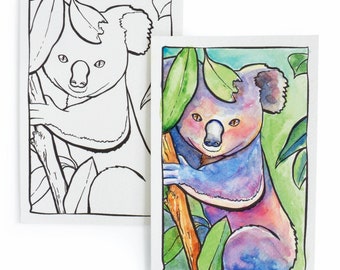 DIY Watercolor Koala Postcard - 100% Cotton Paper