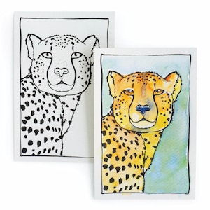 DIY Acuarela Postal - Wild Cheetah