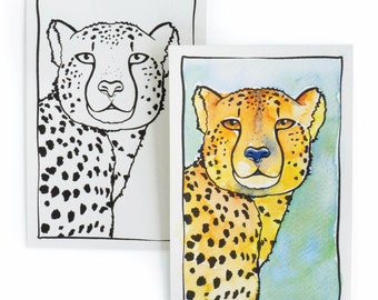 DIY Watercolor Postcard - Wild Cheetah