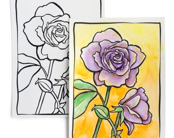 DIY Watercolor Postcard – Ready to Paint Floribunda Roses