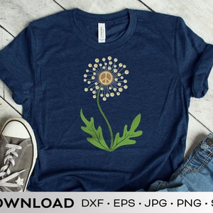 Dandelion Wildflower Peace Sign svg, png, dxf, png, eps download