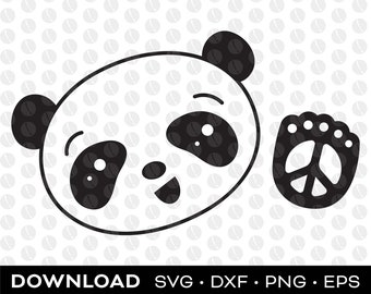 Panda Peace Sign, svg, png, eps, dxf