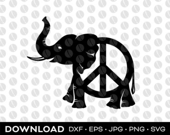 Lucky Elephant Peace Sign svg, dxf, png, jpg, eps, download