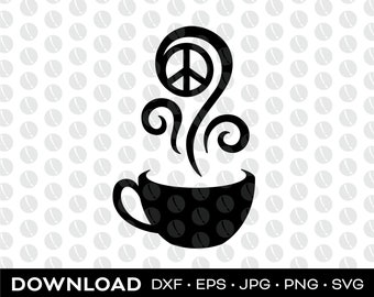 Coffee or Tea Peace Sign svg, dxf, jpg, png, eps download