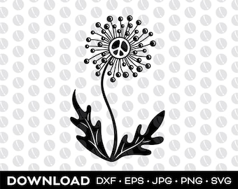 Dandelion Wildflower Peace Sign svg, png, dxf, png, eps download