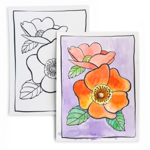 DIY Aquarell Postkarte - Ready to Paint Sweetbrier Rosen
