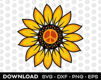 Sunflower Peace Sign svg, png, dxf, eps download