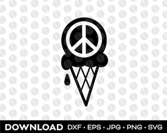 Ice Cream Cone Peace Sign svg, png, jpg, dxf, eps download