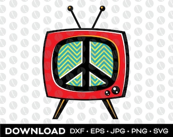 Retro TV Peace Sign svg, png, dxf, jpg, eps download