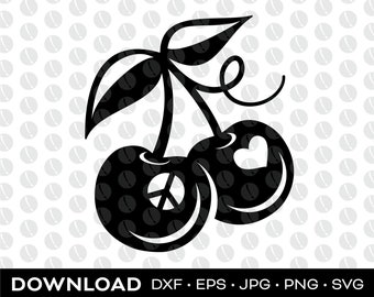 Cherries Peace Sign svg, png, jpg, dxf, eps download • cut file • sublimation