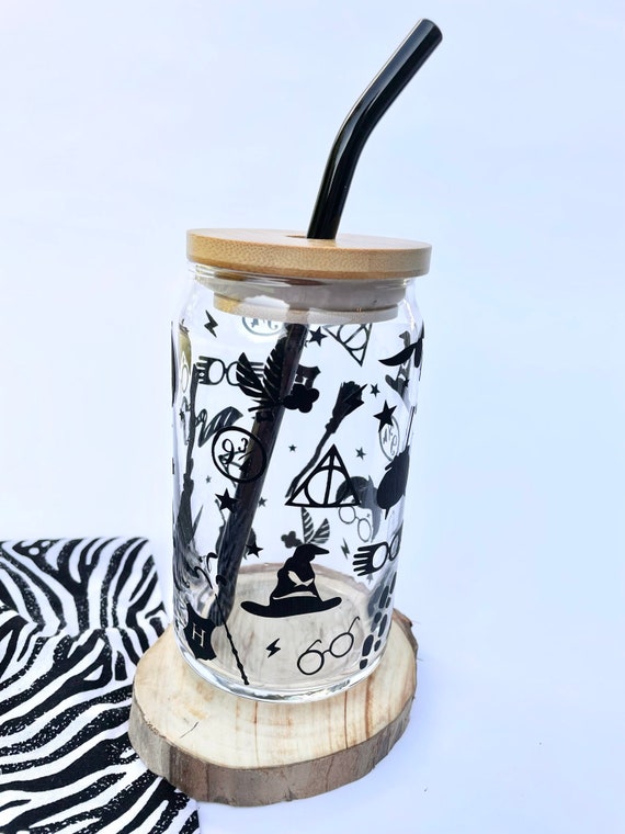 Libby Cup W Handle Glass Straw Wooden Lids All I Want for 