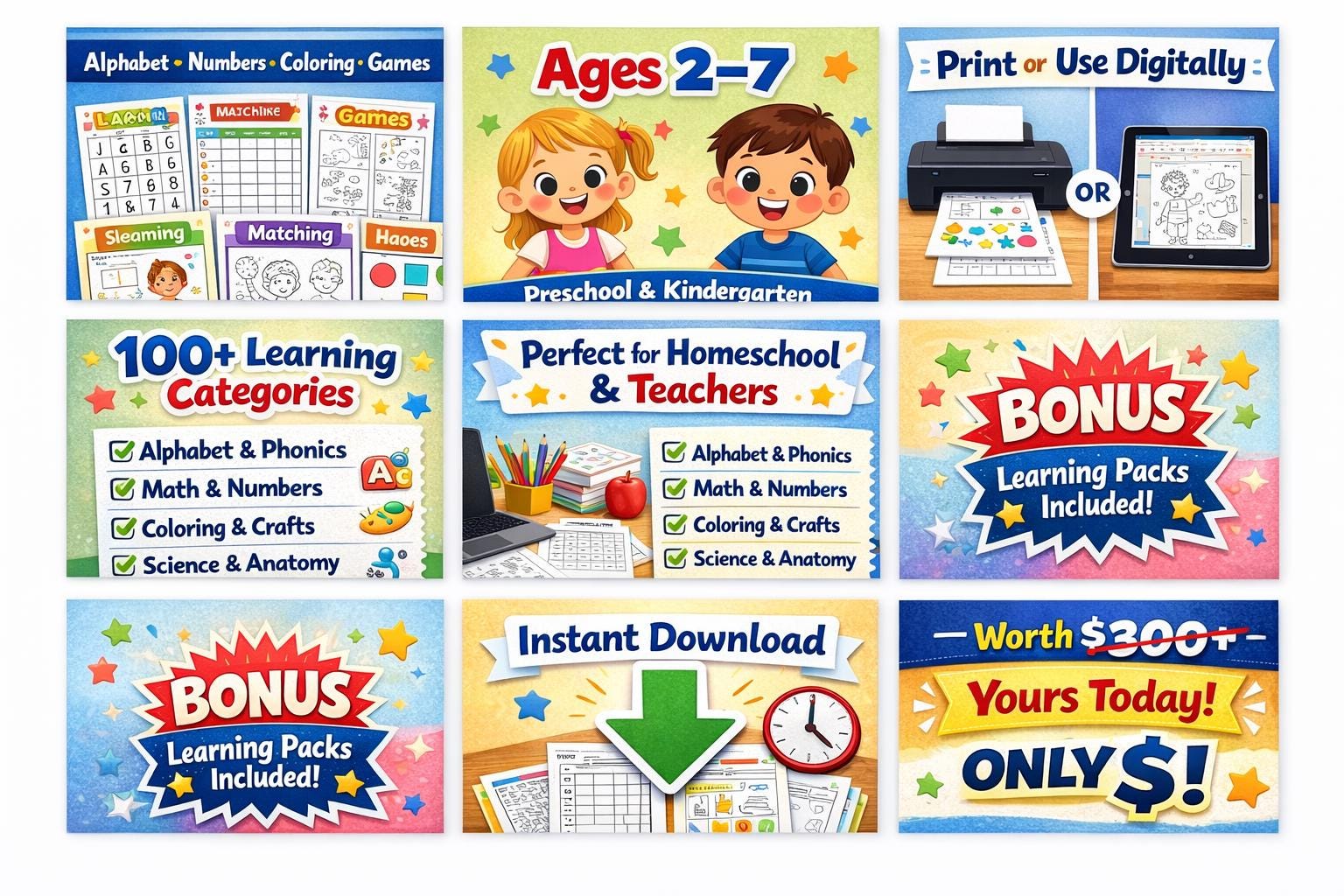 95,000+ Kids Learning Resources Mega Bundle | Preschool & Kindergarten ...