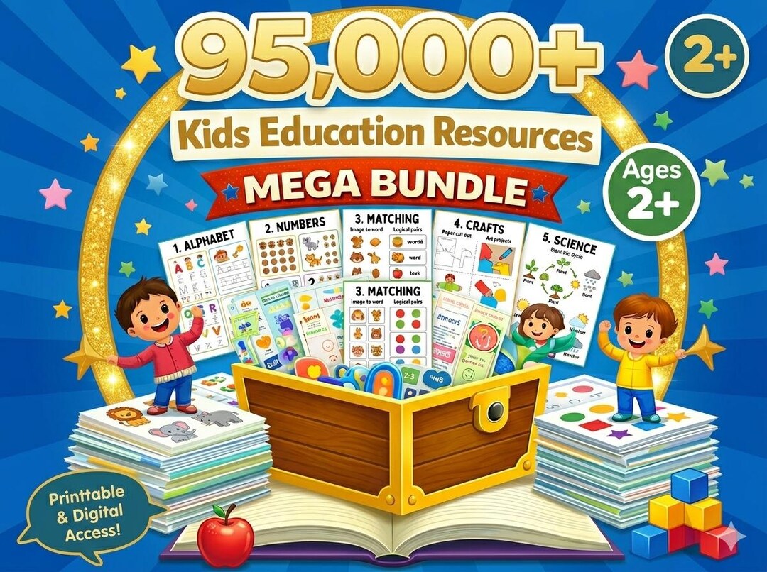 95,000+ Kids Learning Resources Mega Bundle | Preschool & Kindergarten ...