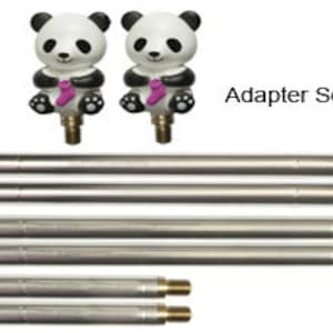 Puede incluir: Dos juegos de adaptadores con forma de panda con un acento rosa. El juego incluye una variedad de varillas metálicas de diferentes longitudes.