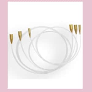 May include: Five clear plastic tubes with gold-colored tips. The tubes are bundled together.