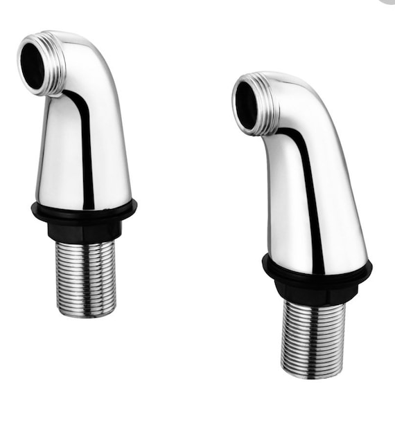 Deck Bath mixer Cranked offset Elbow pillar adapter legs short 70mm or long 120mm Chrome or Antique faucet conversion elbows