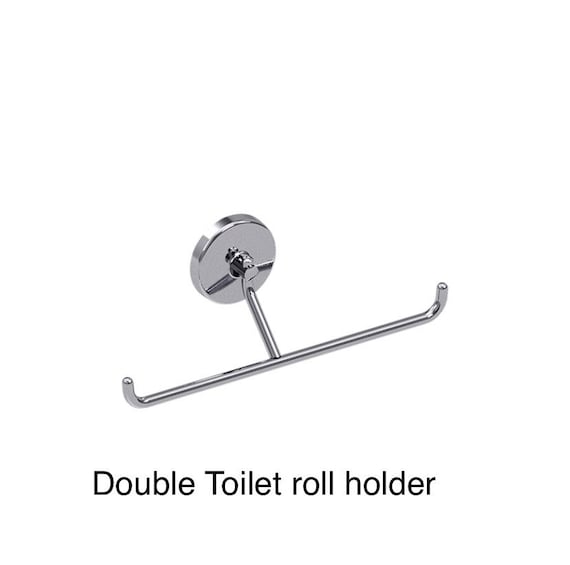 ModernDouble Chrome Toilet roll holder modern hotel bathroom en suite  chrome Concealed wall fixing Heavy duty