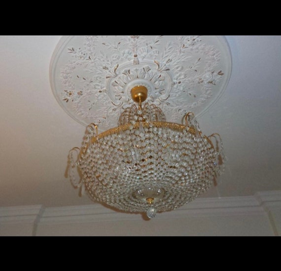 Swarovski Cristal Gold plated 22 kart Chandelier Cristal ceiling drop with matching 3 lights Beautiful Exclusive collection