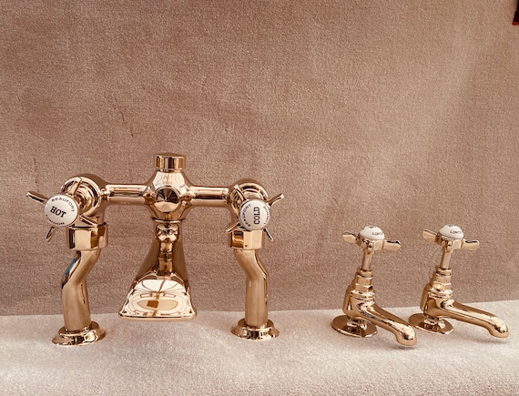 Best Traditional Marlborough Basin Bath Pillar taps Bath shower mixer Bath filler Mono Basin / Bidet mixer Antique gold  pop up faucet