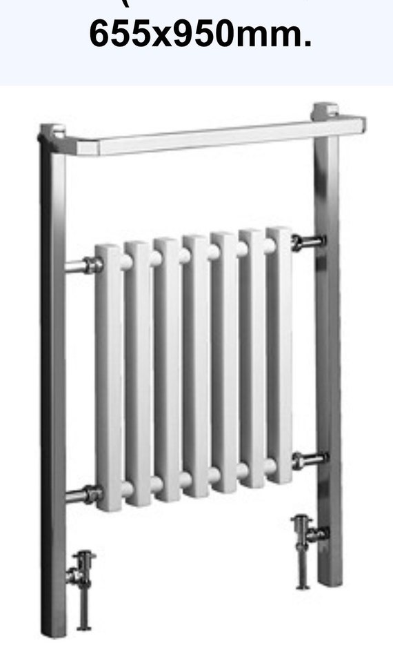 Bristan Qubo Towel Rail, 95 x 65cm Chrome / white bathroom radiator heated classic art deco