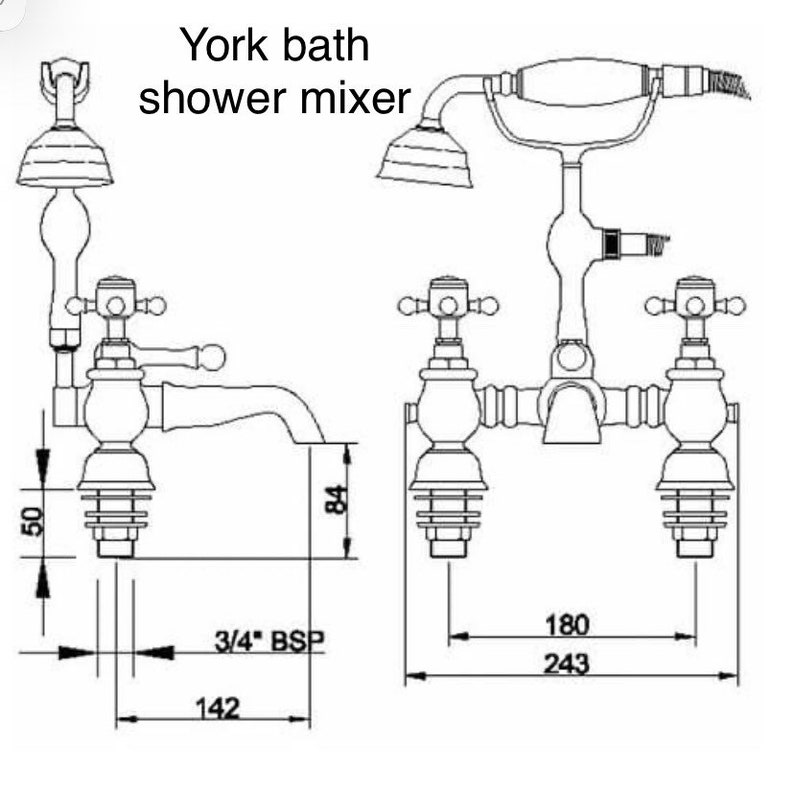 York style Basin Bath Pillar Bath mixer taps in Antique Gold Chrome Traditional York Deck mounted Cross Traditional classic Bathroom faucet image 8