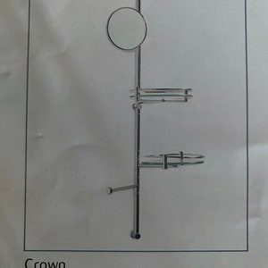 May include: A silver bathroom accessory stand with a round mirror, two shelves, and a towel rail. The stand is 1050mm x 280mm. LQ312 £116.00