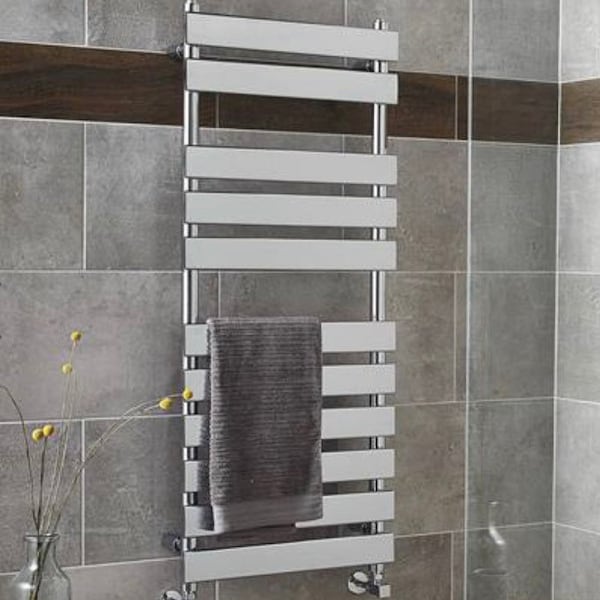 Hudson Reed Piazza 11 Bar Heated Towel Rail 1200 x 500mm - Chrome - HL396 raditor wall mounted vertical