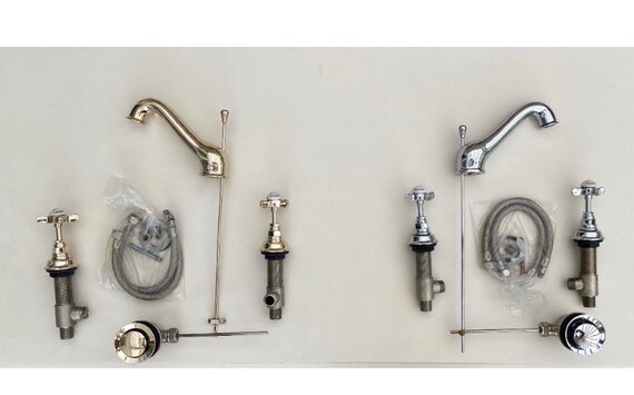 Regency Antique Gold or Chrome basin mixer 3 hole traditional cross head vintage old style classic faucet