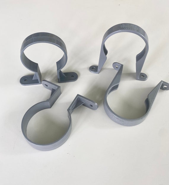 Gutter Rainwater 68mm Downpipe Clip plastic half round grey Fall pipe Bret / Bartol - 2 1/2" Grey