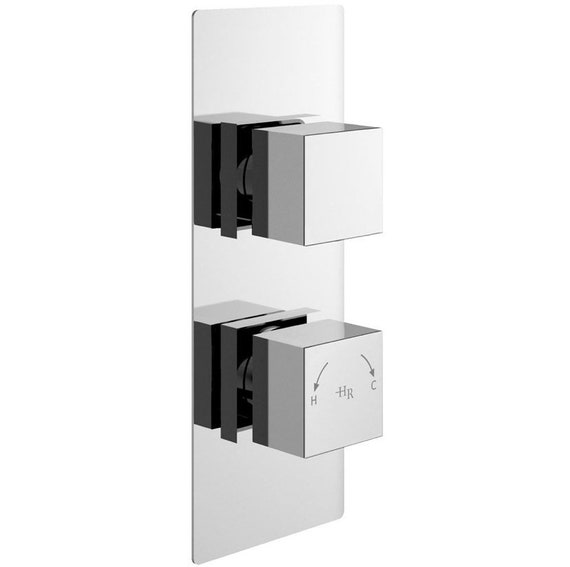 Hudson Reed Chrome Concealed Thermostatic Shower Valve With Diverter SQRTW02 recessed square handles / knobs
