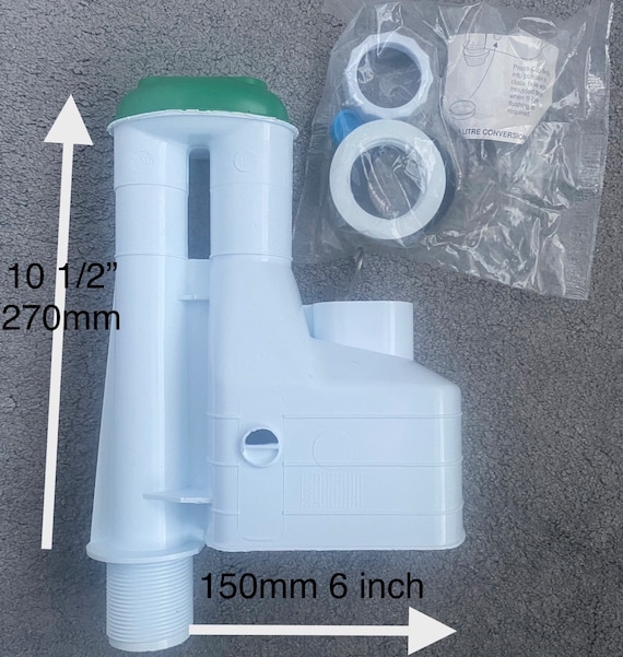 Oblong 10.5" WC Toilet Flush Syphon Derwent Old Siphon replacement dual flush and link arm