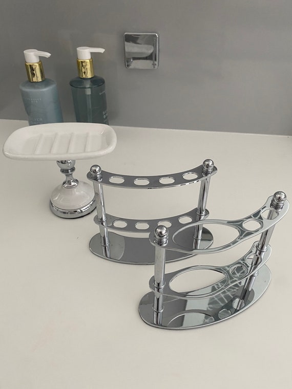 Bathe accessories free standing mounted soap baskets / toothbrush holder stainless steel Worksurface mounted