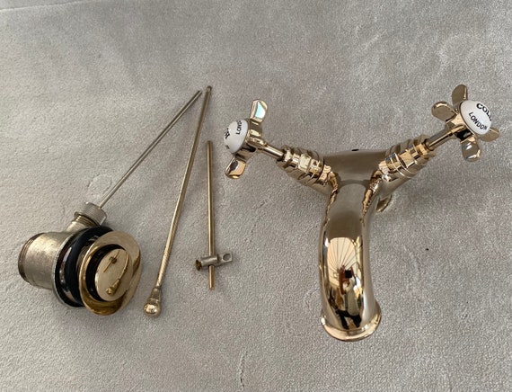 Regency Antique Gold or Chrome basin mixer mono block 1 hole traditional cross head vintage old style classic faucet