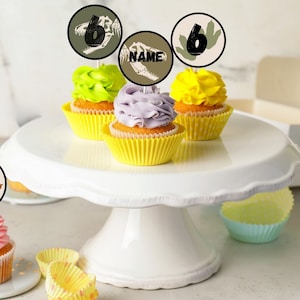 Jurassic birthday editable cupcake toppers 6yr old boy, 6th birthday jurassic dinosaur party decor, instant downloadable cake decoration