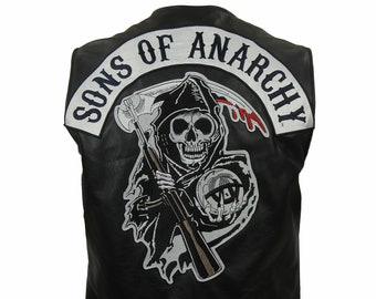SOA Sons of Anarchy Leather Vest Jackets For Bike Motorcycle Riders