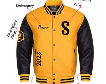 Customized Varsity Letterman Baseball Jacket | Custom Chenille Patch | Custom Direct Embroidery | Custom Logo Name Bomber Jacket