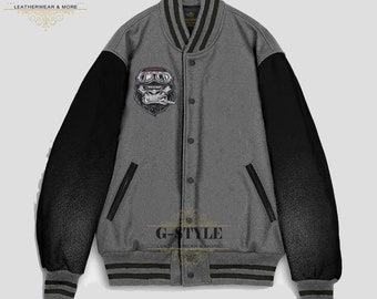 Spinespark Gray Black Monkey Custom Patch Varsity Letterman