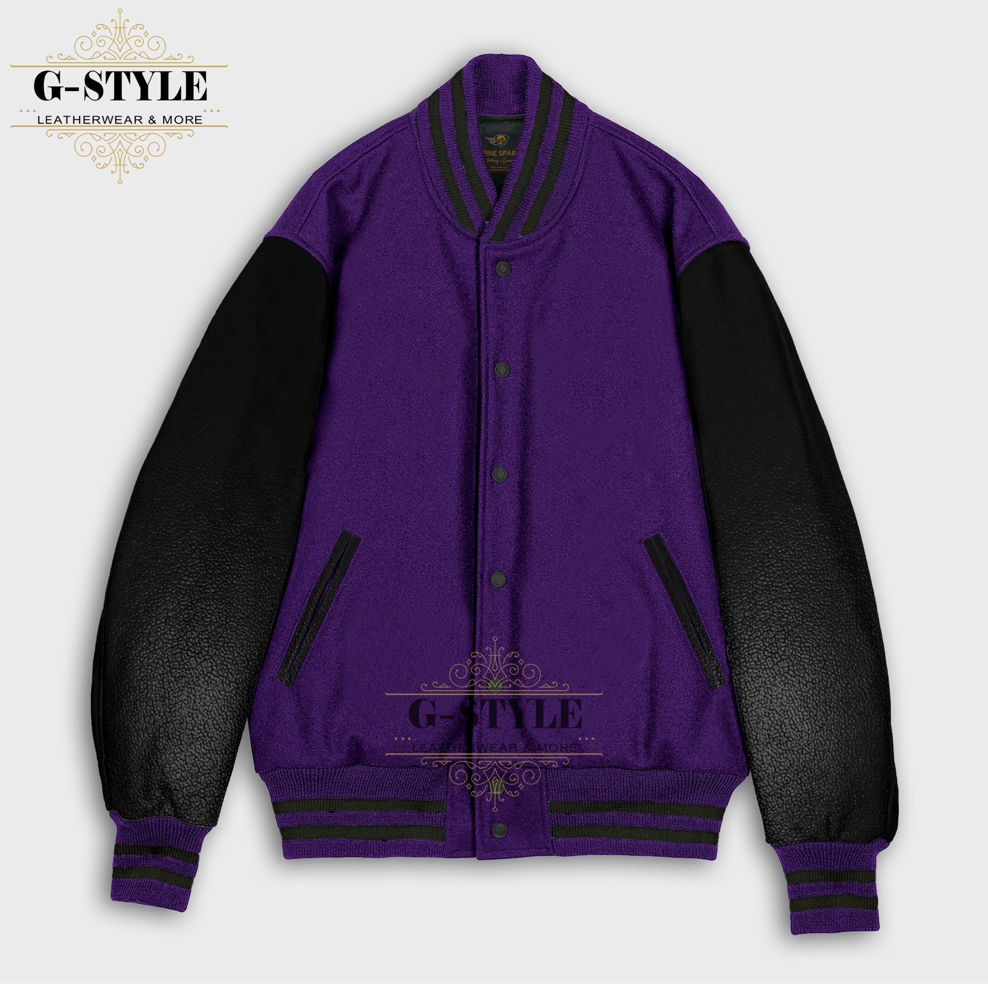 PURPLE MULTI PATCH VARSITY JACKET