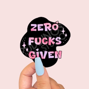 NULL FUCKS GEGEBEN Vinyl Aufkleber | Süß Wasserfest | Laptop/ Kindle Sticker & Journal Sticker | Glänzend oder Holo