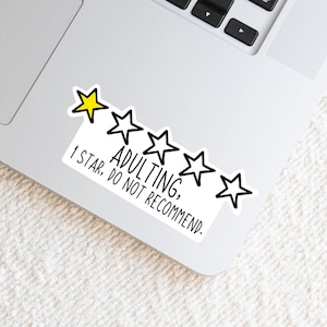 LUSTIGER ERWACHSENEN STICKER | Erwachsenenbildung, 1 Stern, empfehle nicht | Lustiger Meme Aufkleber | Relatable Vinyl Aufkleber | Arbeit/Büro Sticker |